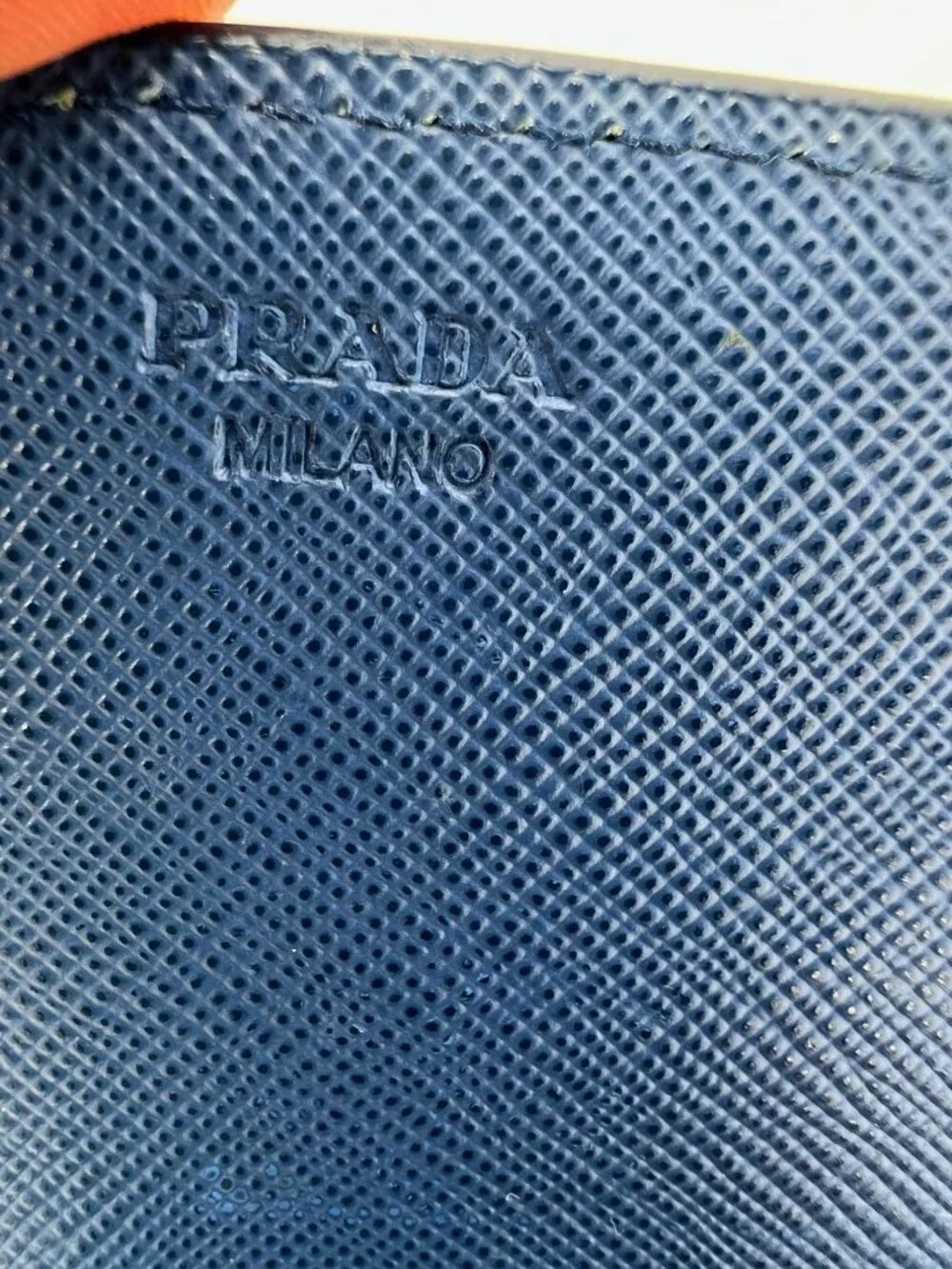 Prada Saffiano Leather Card Holder Blue